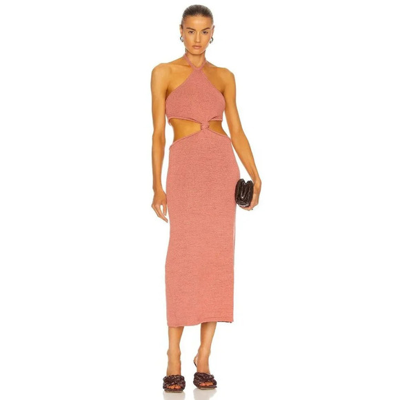 Cult Gaia Cameron Knit Dress in Jaipur pink Large New Womens Midi Cutout - Picture 1 of 14